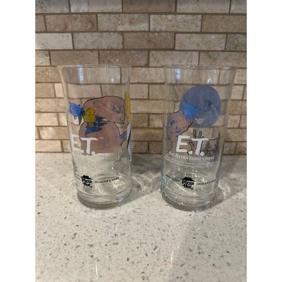 Vintage‎ E.T. 1982 Pizza Hut Drinking Glasses Set Of 2 Collector’s Series 6” - Picture 3 of 3